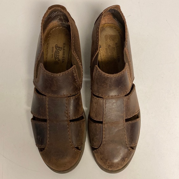 BASS Brown Leather Slip On Vented Shoes Size 9.5 main image 9